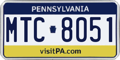 PA license plate MTC8051