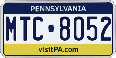 PA license plate MTC8052