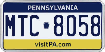 PA license plate MTC8058