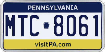 PA license plate MTC8061