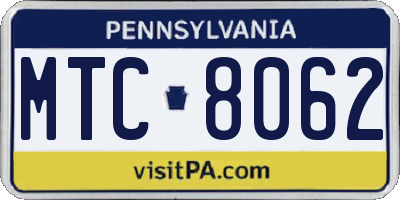 PA license plate MTC8062