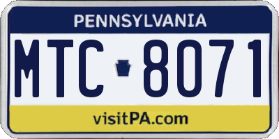 PA license plate MTC8071