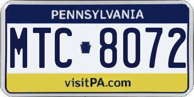 PA license plate MTC8072