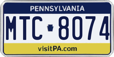 PA license plate MTC8074