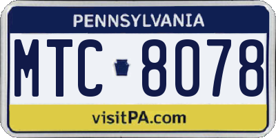 PA license plate MTC8078