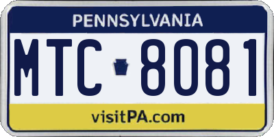 PA license plate MTC8081