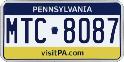PA license plate MTC8087