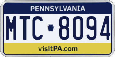 PA license plate MTC8094