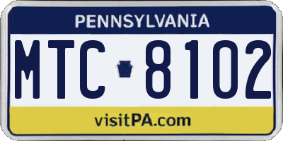PA license plate MTC8102