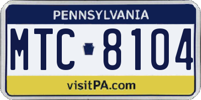 PA license plate MTC8104