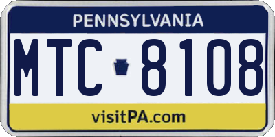 PA license plate MTC8108