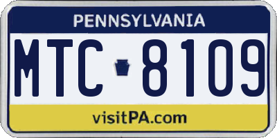 PA license plate MTC8109