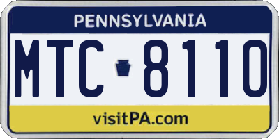PA license plate MTC8110