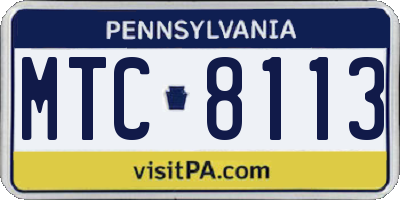PA license plate MTC8113