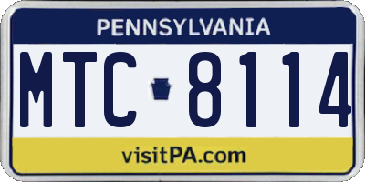 PA license plate MTC8114