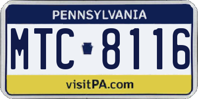 PA license plate MTC8116