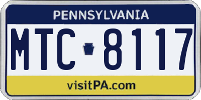 PA license plate MTC8117
