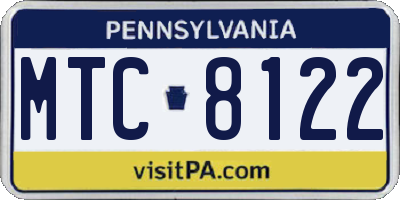 PA license plate MTC8122