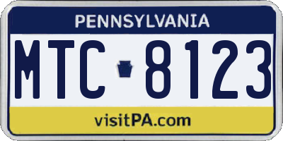 PA license plate MTC8123