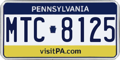 PA license plate MTC8125