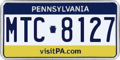 PA license plate MTC8127