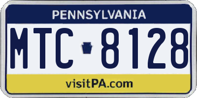 PA license plate MTC8128