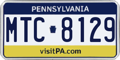 PA license plate MTC8129