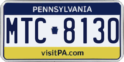 PA license plate MTC8130