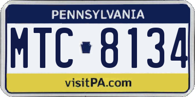 PA license plate MTC8134