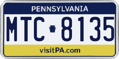 PA license plate MTC8135