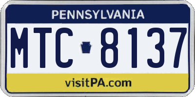 PA license plate MTC8137