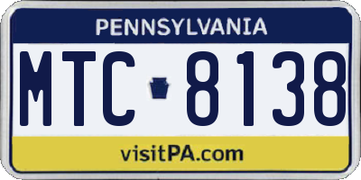 PA license plate MTC8138