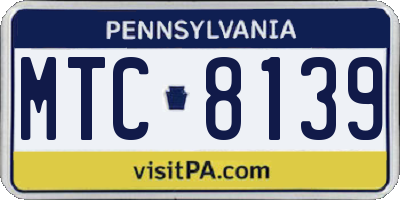 PA license plate MTC8139