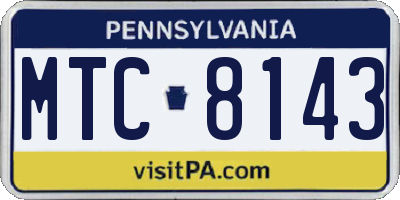 PA license plate MTC8143