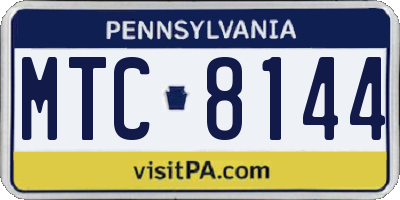 PA license plate MTC8144