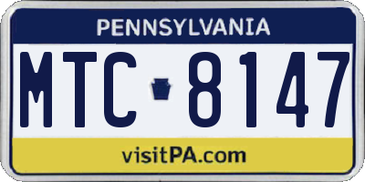 PA license plate MTC8147