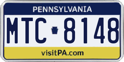 PA license plate MTC8148