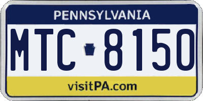 PA license plate MTC8150