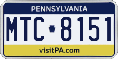 PA license plate MTC8151