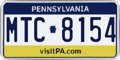PA license plate MTC8154
