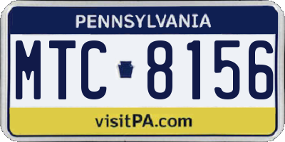 PA license plate MTC8156