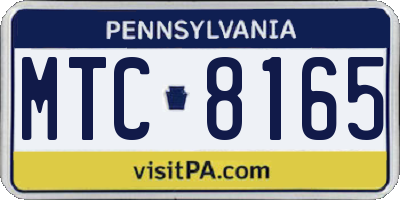 PA license plate MTC8165