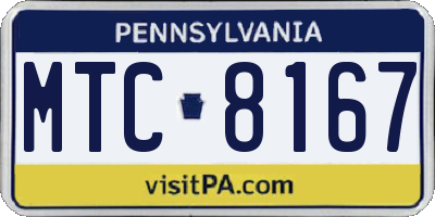 PA license plate MTC8167