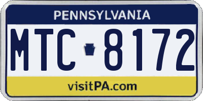 PA license plate MTC8172