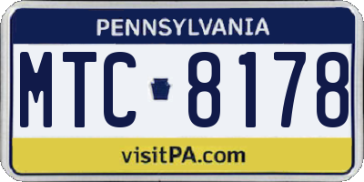 PA license plate MTC8178