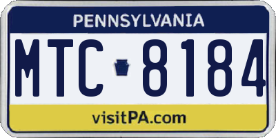 PA license plate MTC8184