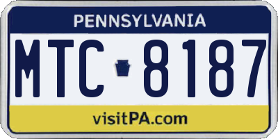 PA license plate MTC8187