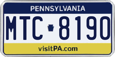 PA license plate MTC8190