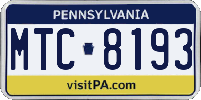 PA license plate MTC8193