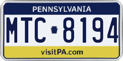 PA license plate MTC8194